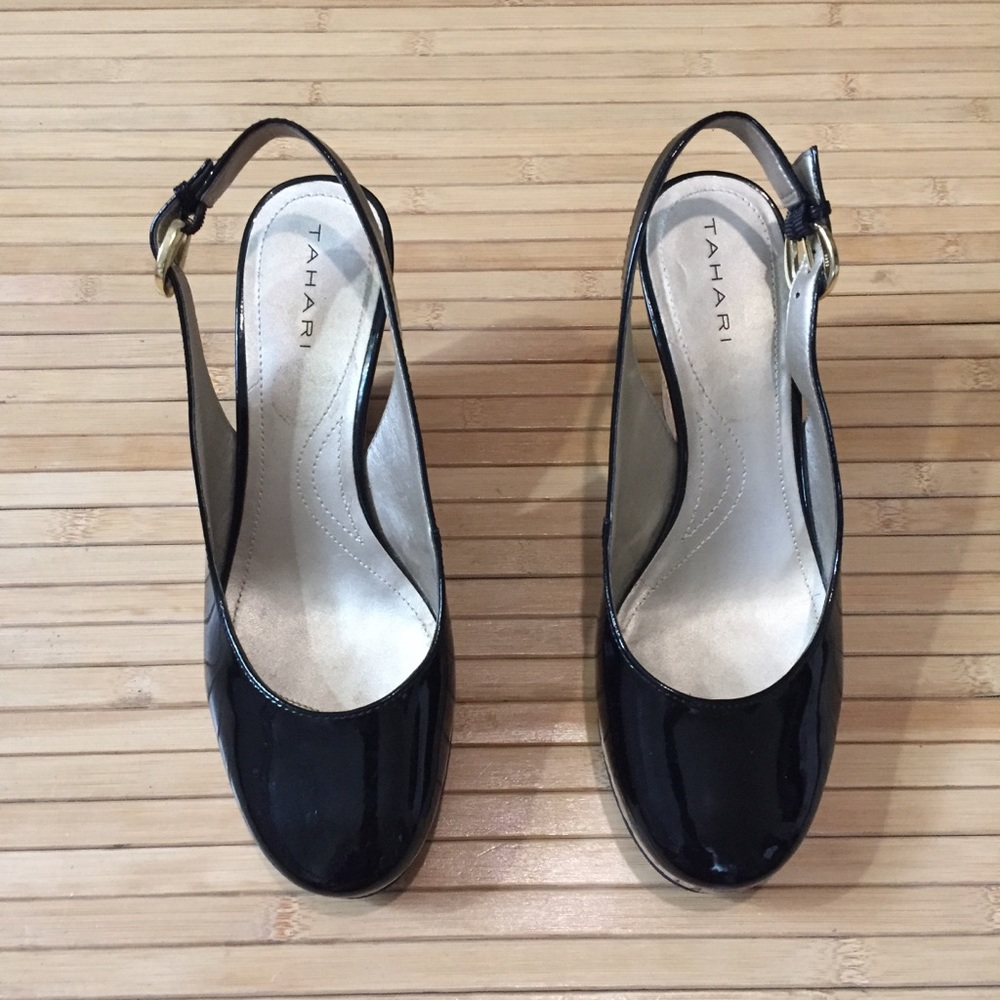 Tahari Casey patent leather wedges